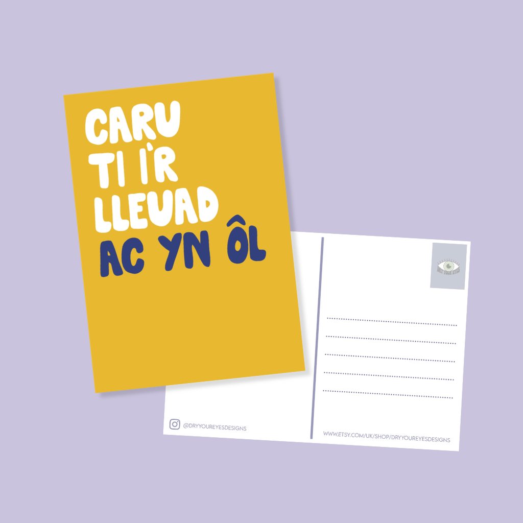 Caru Ti i'r Lleuad ac yn Ôl - A6 Postcard - Welsh