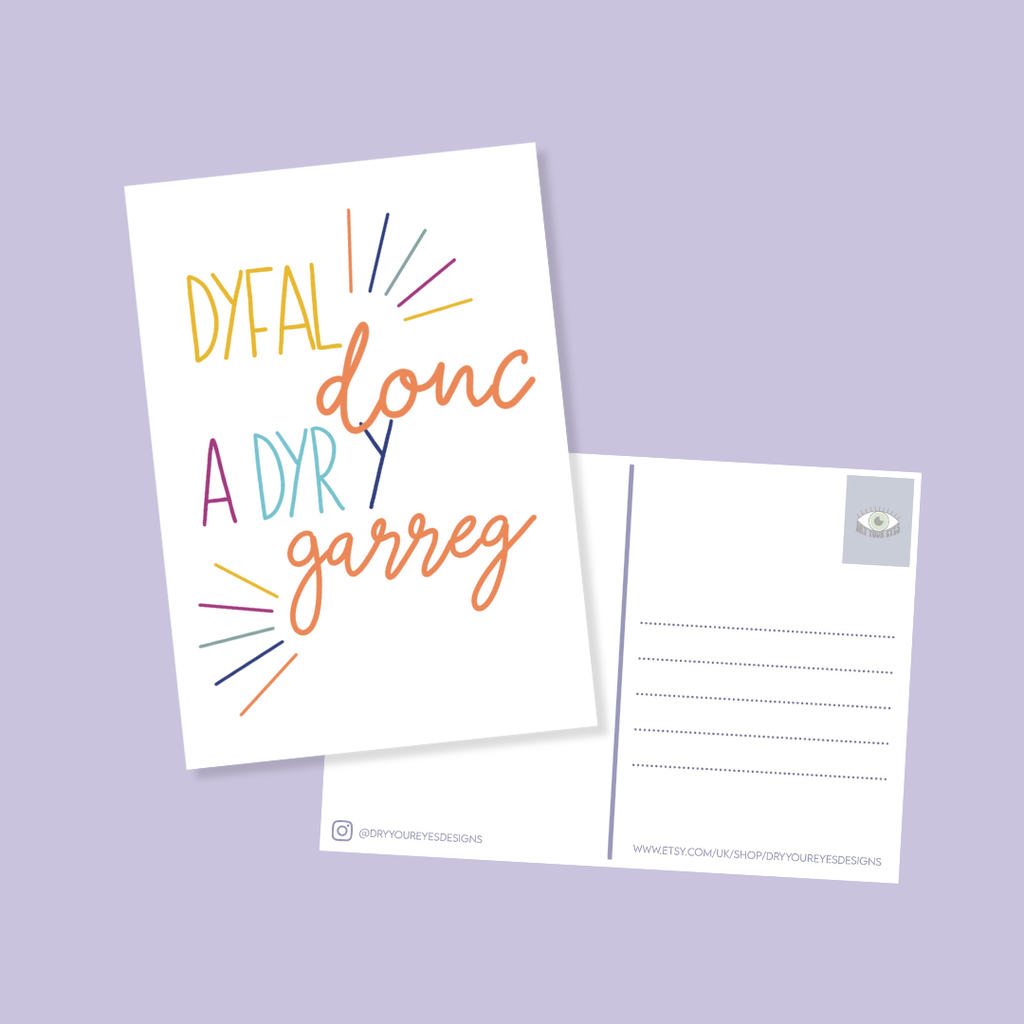 Dyfal Donc a Dyr y Garreg - A6 Postcard - Welsh