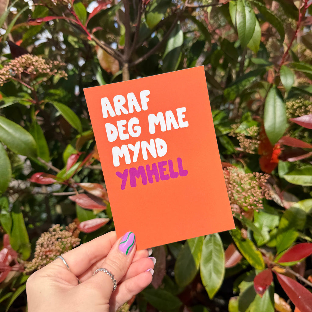 Araf Deg Mae Mynd Ymhell - A6 Postcard - Welsh